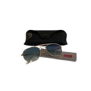 Ray-Ban Gold and Blue Aviator Sunglasses